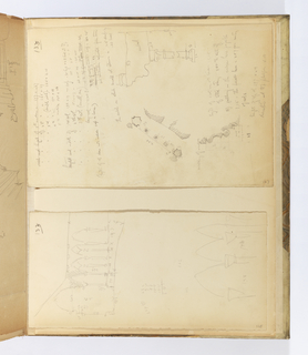 Album Page, Sketches of Details and Plan of Architectural Elements, Tower at Milan, Italy