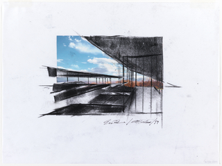 Drawing, Museum of the Earth,Ithaca, New York [Perspective View with Sky]