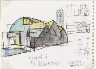 Drawing, Chapel of St. Ignatius, Seattle University, Seattle, WA: Exterior Concept Study