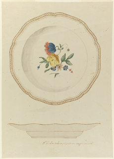 Drawing, Design for a Painted Porcelain Soup Plate