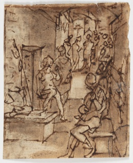 Drawing, John the Baptist in Prison, Visited by his Disciples