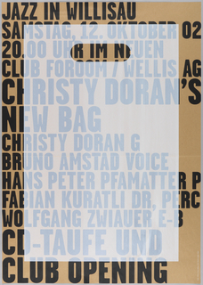 Poster, Jazz Willisau:  Christy Doran's New Bag