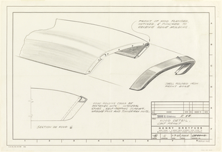Drawing, Hood detail, die-cast strip, for John Deere