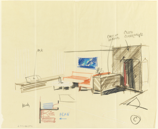 Drawing, Rough sketch, room, for Uris Hotel