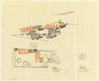 Drawing, Rough sketch, room: D, for Uris Hotels