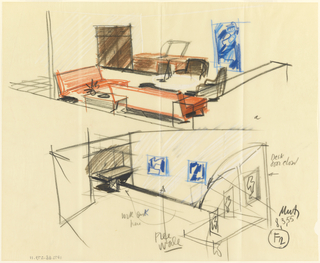 Drawing, Rough sketch, room: F2, for Uris Hotels