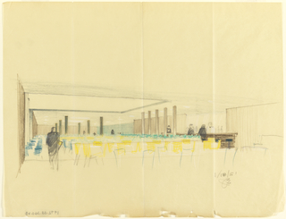 Drawing, Rough sketch (bar/lounge?), for Uris Hotels