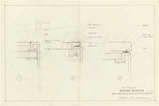 Drawing, Lavatory installation - drawing of sink and counter materials, (3 views)