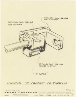 Drawing, The focus flash- location of graphics on flashgun, for Polaroid