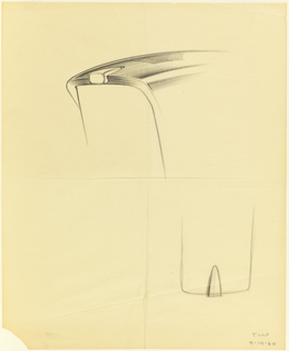 Drawing, Tractor, preliminary engine hood sketch