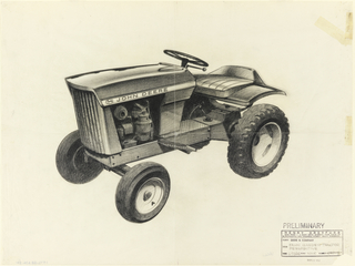 Drawing, Tractor preliminary sketch; Fawn Garden Tractor, perspective for John Deere