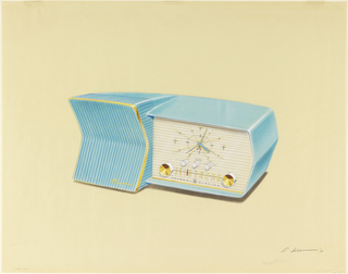Drawing, Design for Musaphonic Clock Radio in Blue