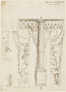 Drawing, Sketch for Three Side Wings with Part of Proscenium Frame