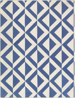 Drawing, Textile Design: Blue and White Alternating Triangles