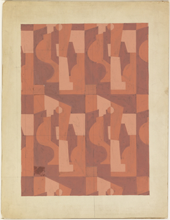 Drawing, Textile Design: Cubist Forms in Red