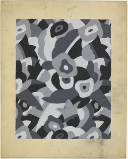 Drawing, Design for Textile: Stylized Gray Flowers
