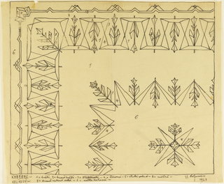 Drawing, Design for Embroidered Lace Tablecloth with Stylized Tulip Motif