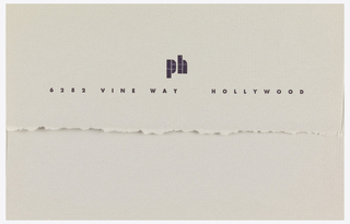 Envelope, ph 6282 Vine Way Hollywood