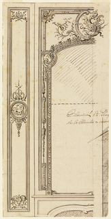 Drawing, Design for Overmantel; recto, Plans of Moldings