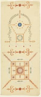 Drawing, Design for Woven Fabric with Neoclassical Motifs