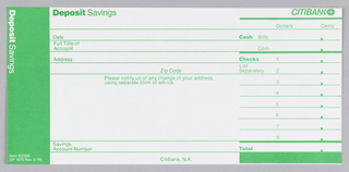 Print, Citibank Deposit Slip Design