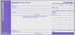 Print, Citibank Ready-Savings Deposit Slip Design