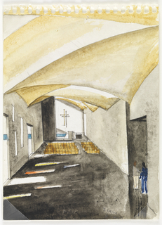 Drawing, Interior view of the Chapel of St. Ignatius, Seattle University: Processional Corridor (?)