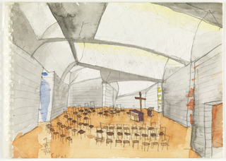 Drawing, Chapel of St. Ignatius, Seattle University: Main Sanctuary Interior