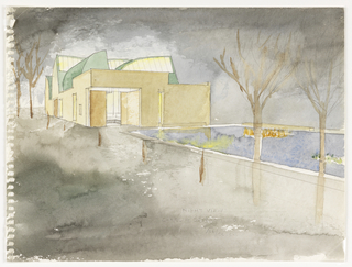 Drawing, View of the Chapel of St. Ignatius, Seattle University at Night