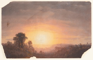 Drawing, Sunset over a Wooded Landscape