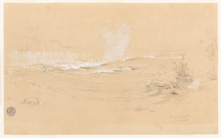 Drawing, Niagara, Horseshoe Falls and Goat Island