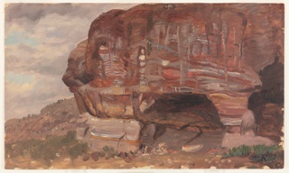 Drawing, Colored Rockface, Petra, Syria (Jordan)