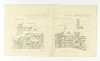 Print, Elevations, Principal and Rear Façades, Castel d'Orgeval, Parc Beausejour, near Paris