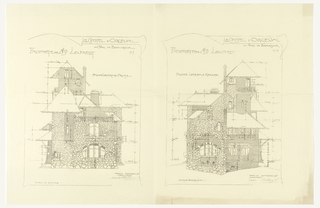 Print, Elevations, Right and Left Lateral Façades, Castel d'Orgeval, Parc Beausejour, near Paris