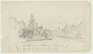 Drawing, Lake with Wooded Shores, Maine