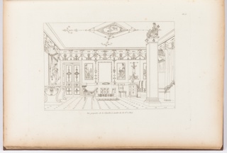 Print, Vue perspective de la Chambre à coucher du Cit. V à Paris (Perspective View of the Bedroom of Cit. V in Paris), plate 13, in Recueil de décorations intérieures (Collection of Interior Decorations)