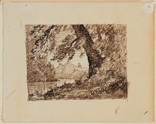 Drawing, Imaginary River Landscape with Wooded Banks