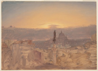 Drawing, The Column of the Immaculate Conception and St. Peter's Basilica, Rome