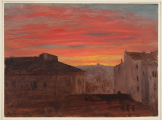 Drawing, Rooftops at Sunset from the Pincio, Rome