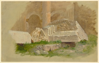 Drawing, Ruins at Baalbek, The Temple of Bacchus