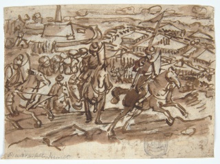 Drawing, Retreat of the Turks after the Siege of Vienna, 1529