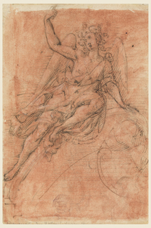 Drawing, Angel Seated on a Volute
