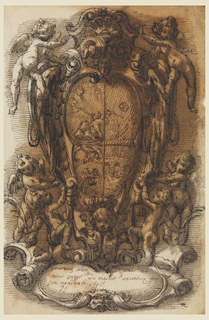 Drawing, Design of Escutcheon with Coat of Arms