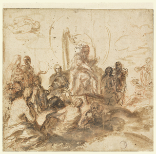 Drawing, Design for Allegory of Divine Wisdom, Reception Room, Palazzo Barberini, Rome, Italy