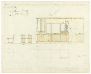 Drawing, Henry J. Allen Residence, Wichita, KS: Dressing Table and Chair for Mrs. Allen's Boudoir