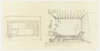 Drawing, Elevation and Plan for Lounge Room, Willow & Reed