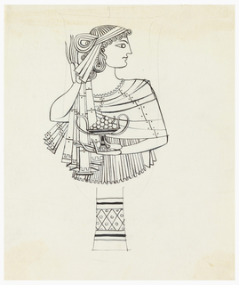 Drawing, Design for a Silver Goblet:  Woman in Greek Costume Holding Kantharos