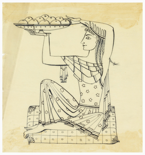 Drawing, Design for Silver Engraving: Seated Woman