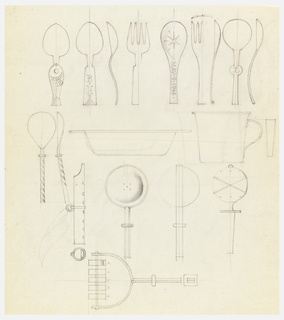 Drawing, Design for Spoons, Forks, Bar Tools
