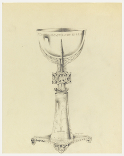 Drawing, Design for a Silver Chalice with Footed Base